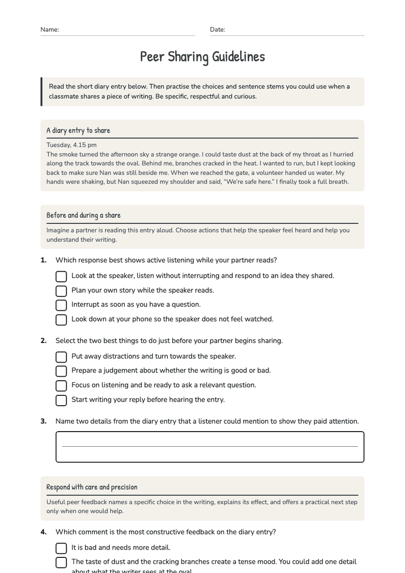 Peer Sharing Guidelines