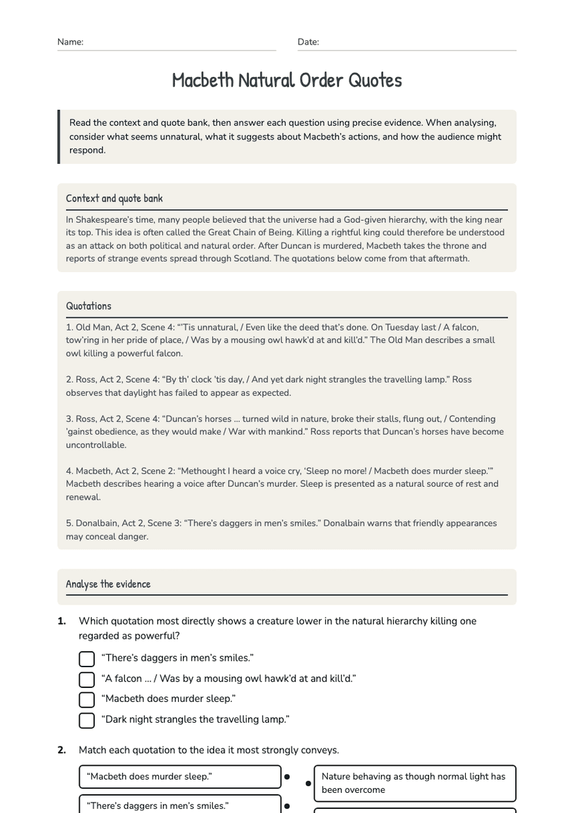 Macbeth Natural Order Quotes