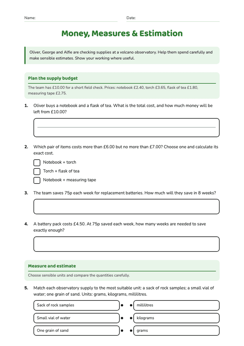 Money, Measures & Estimation
