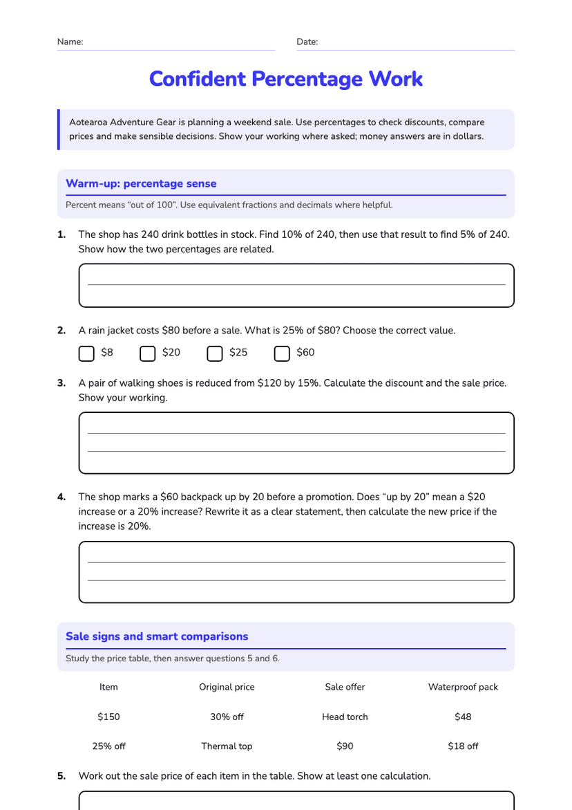 Confident Percentage Work