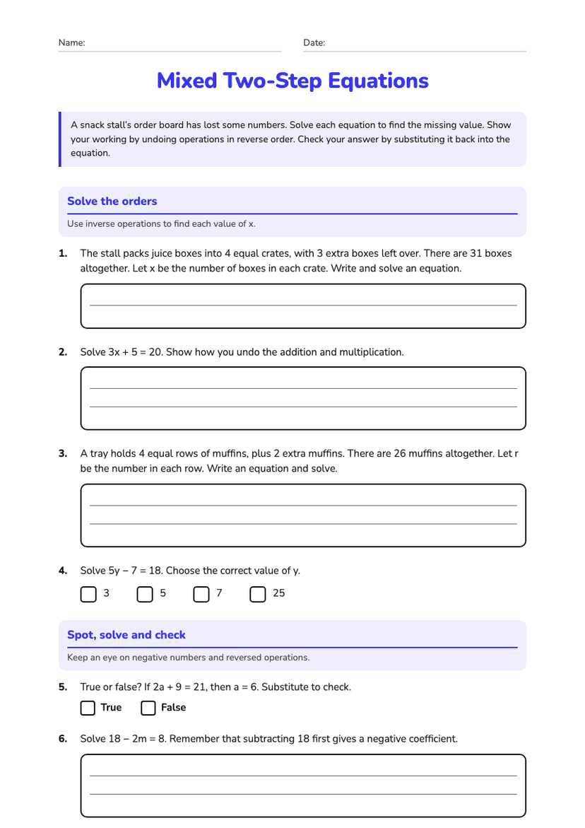 Mixed Two-Step Equations