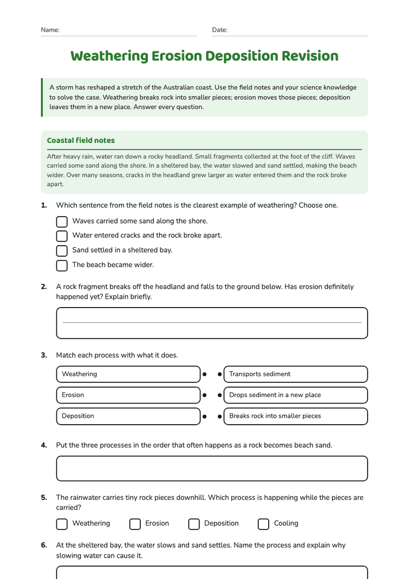 Weathering Erosion Deposition Revision