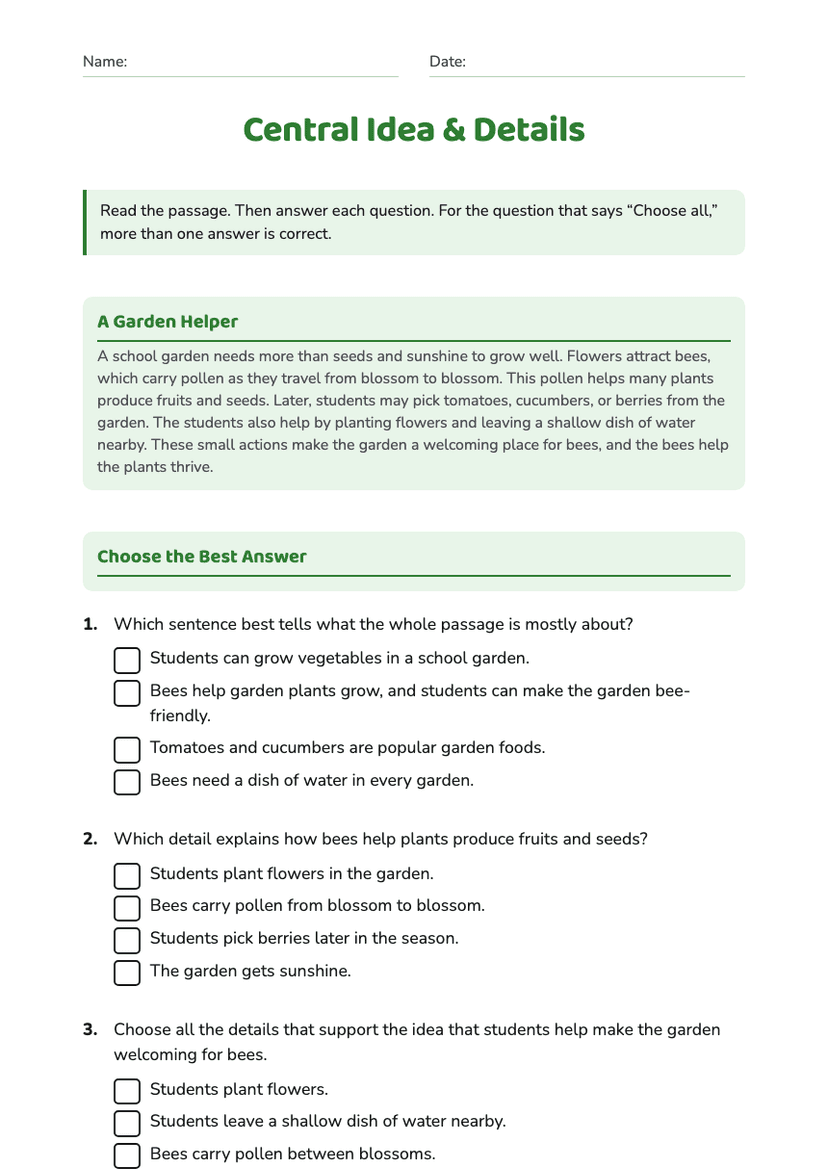 Central Idea & Details
