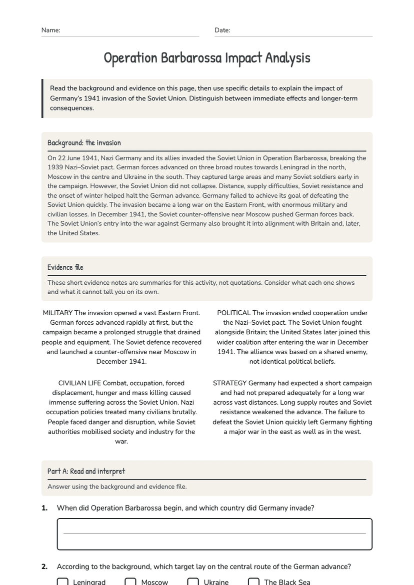 Operation Barbarossa Impact Analysis