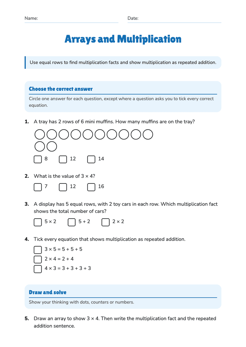 Arrays and Multiplication