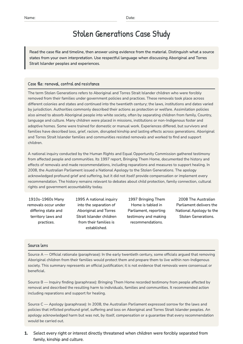 Stolen Generations Case Study