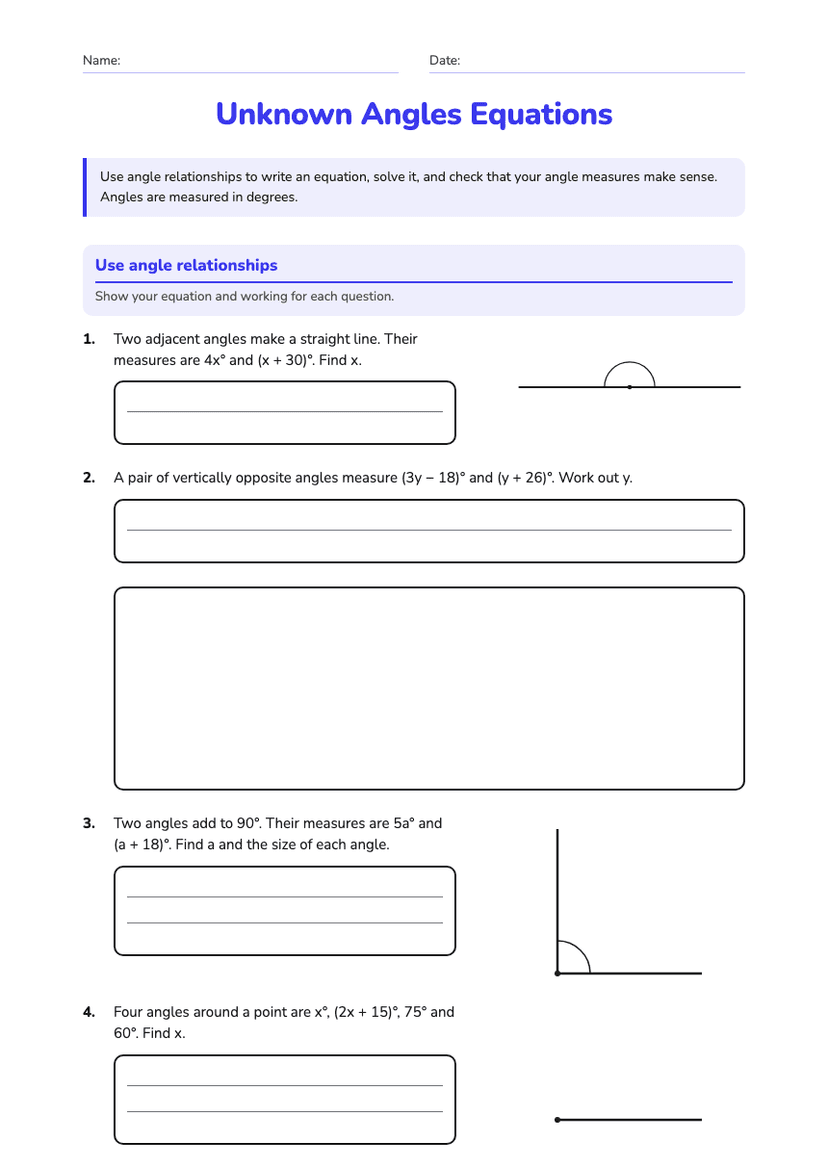 Unknown Angles Equations