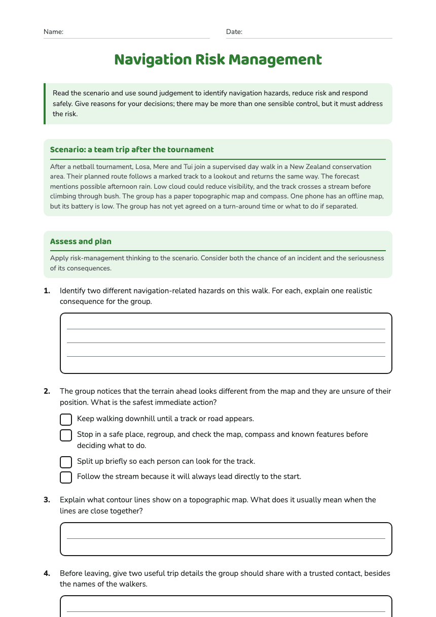 Navigation Risk Management worksheet preview