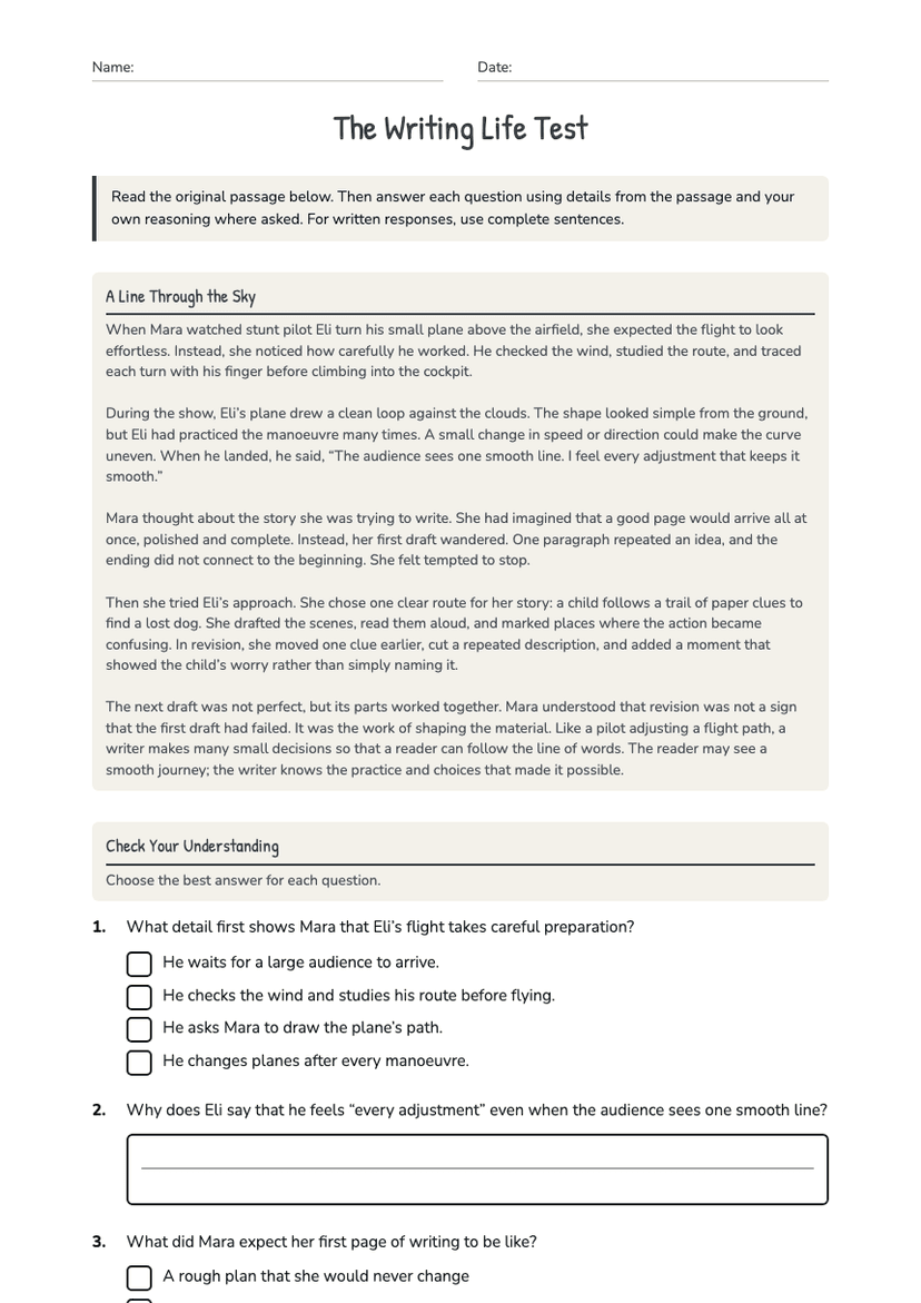 The Writing Life Test