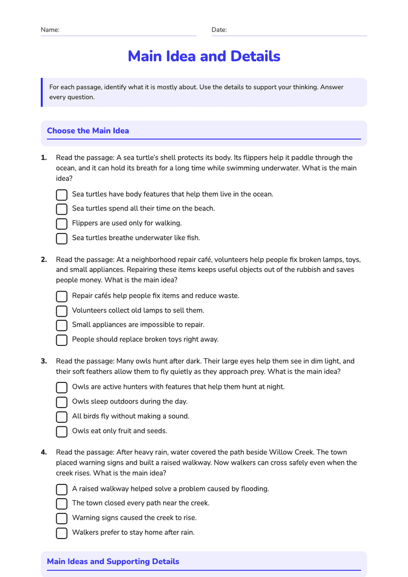 Main Idea and Details