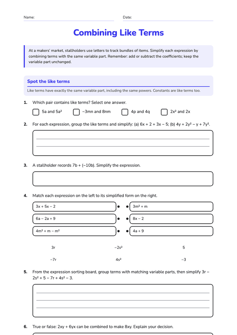 Combining Like Terms