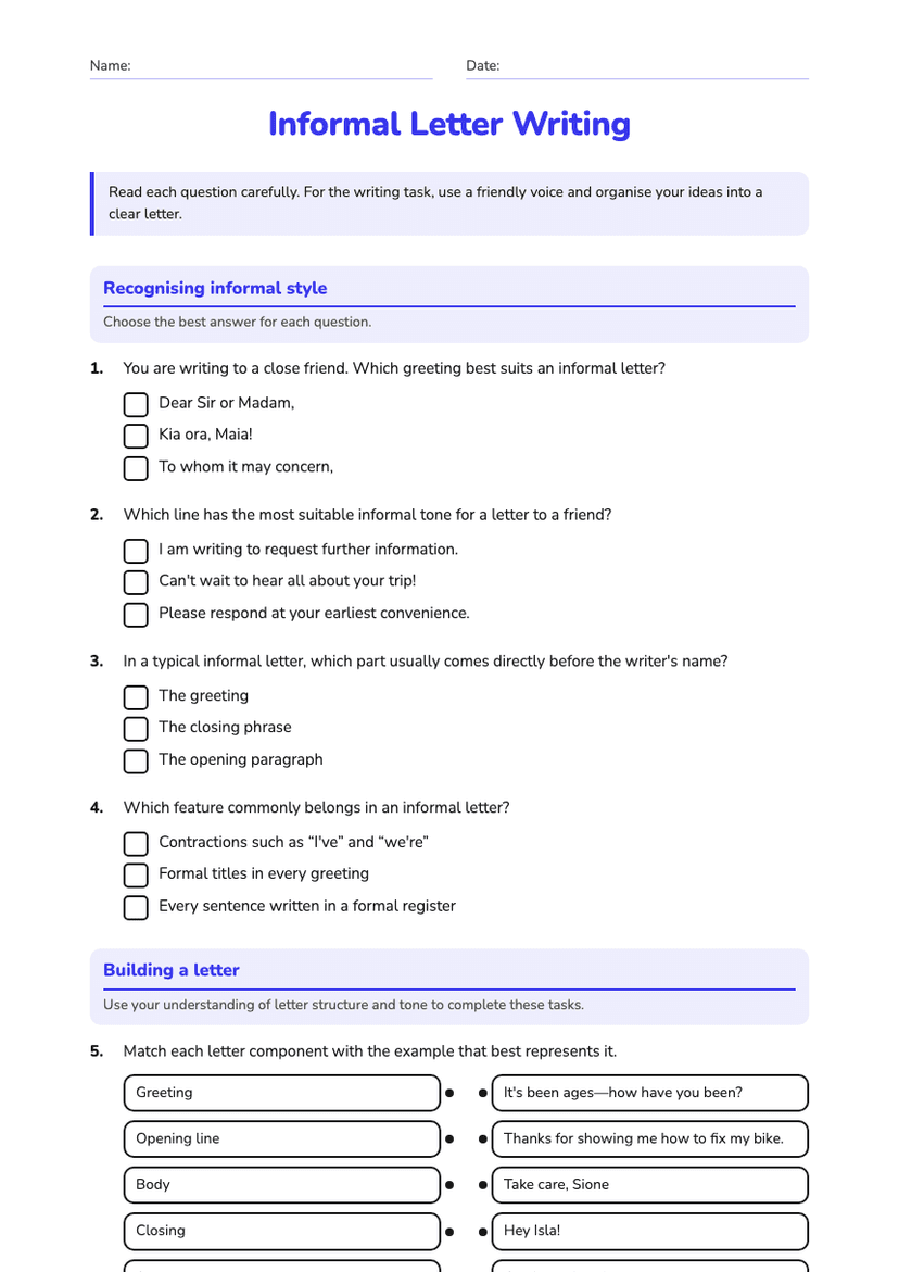 Informal Letter Writing