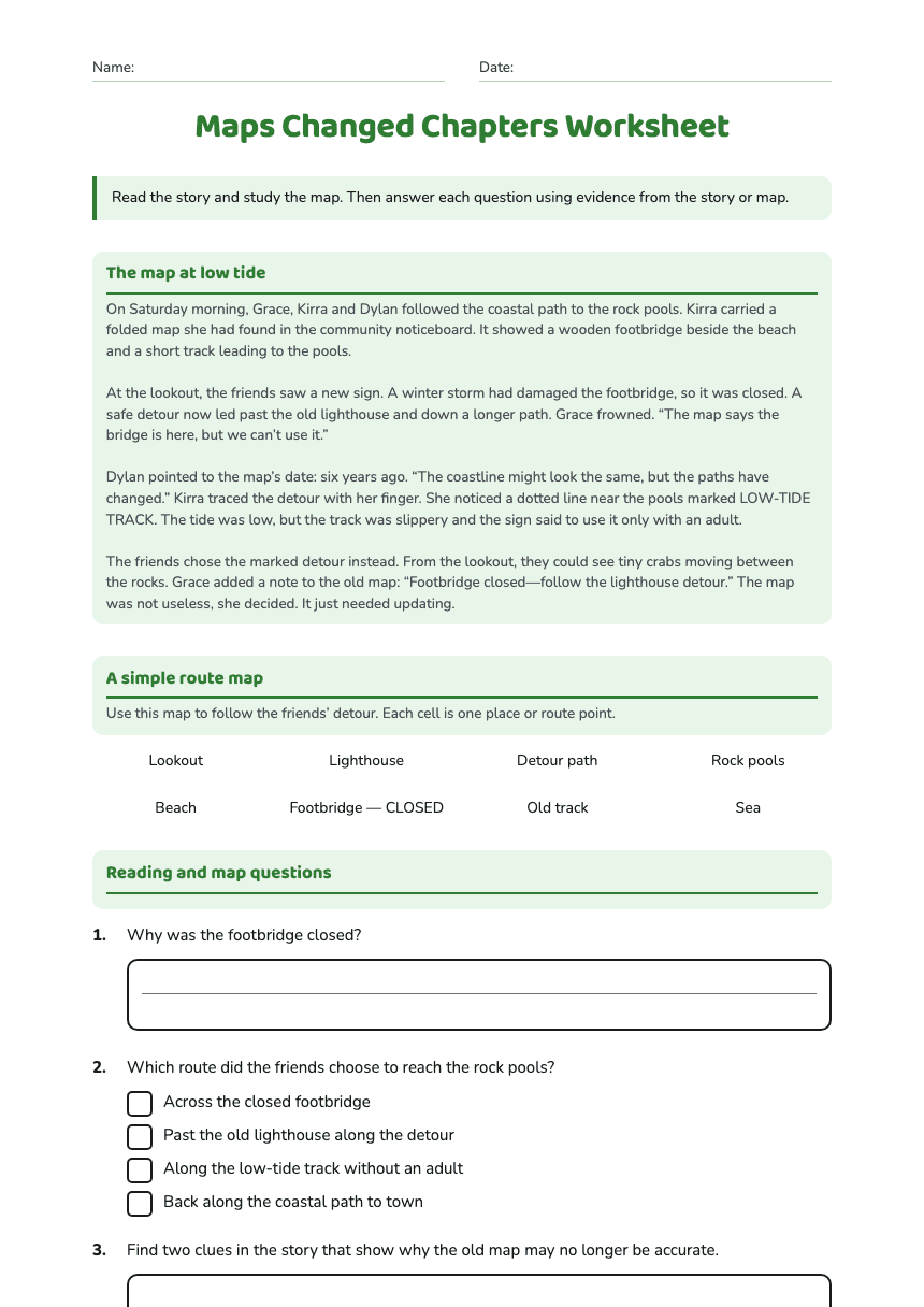 Maps Changed Chapters Worksheet worksheet preview