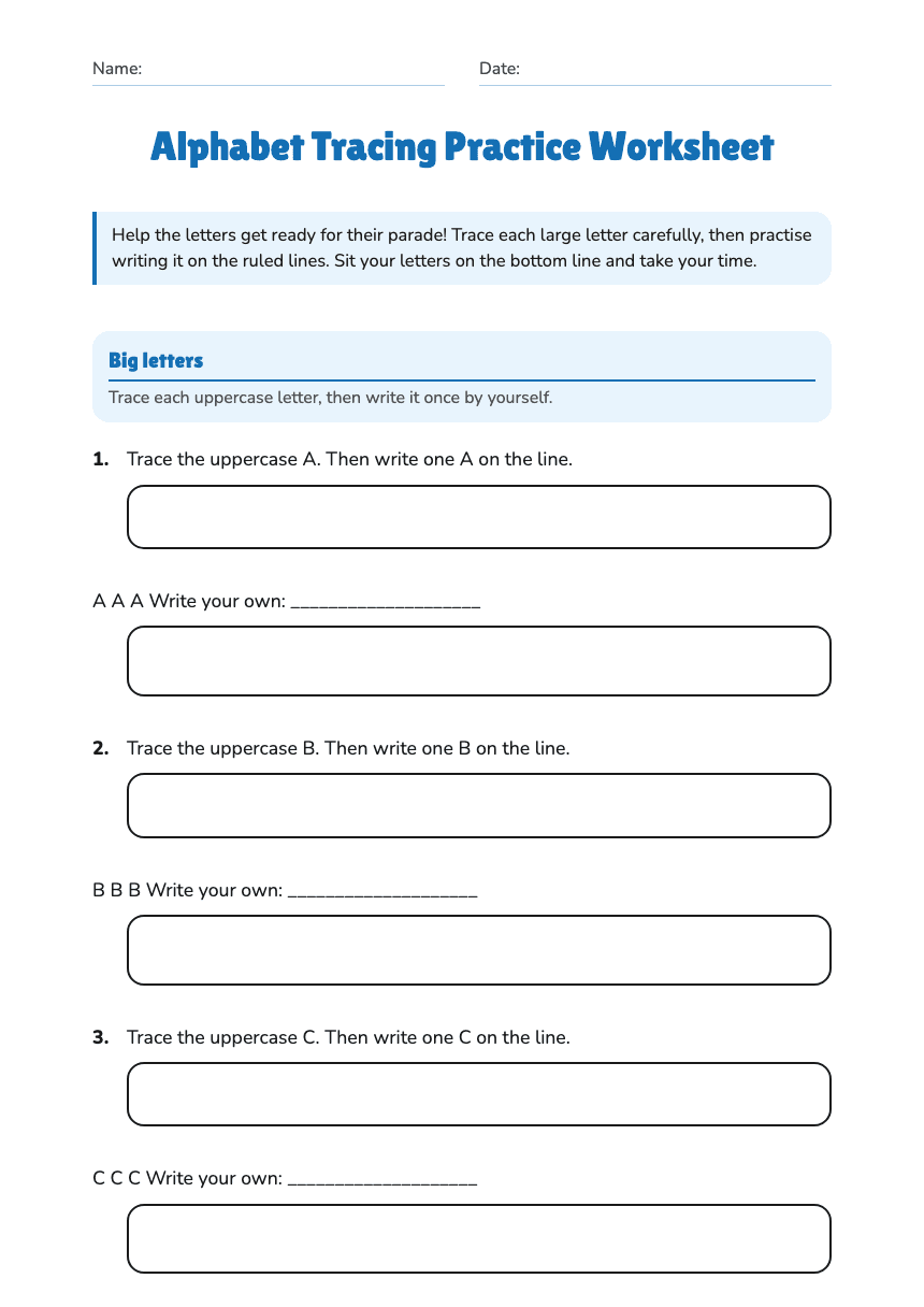 Alphabet Tracing Practice Worksheet worksheet preview