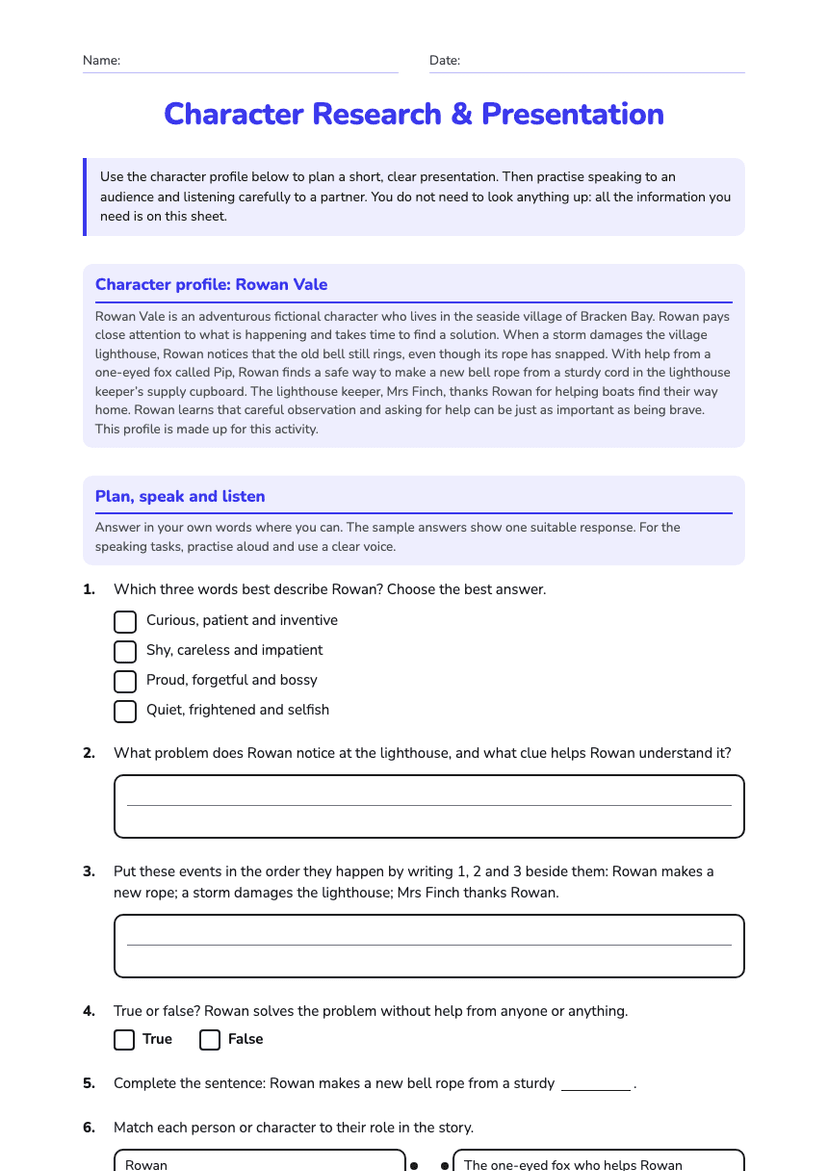 Character Research & Presentation