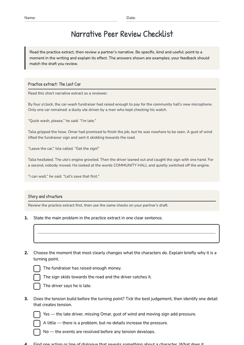 Narrative Peer Review Checklist
