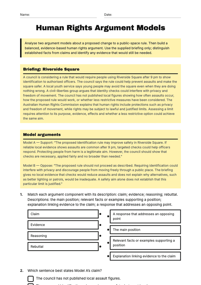 Human Rights Argument Models