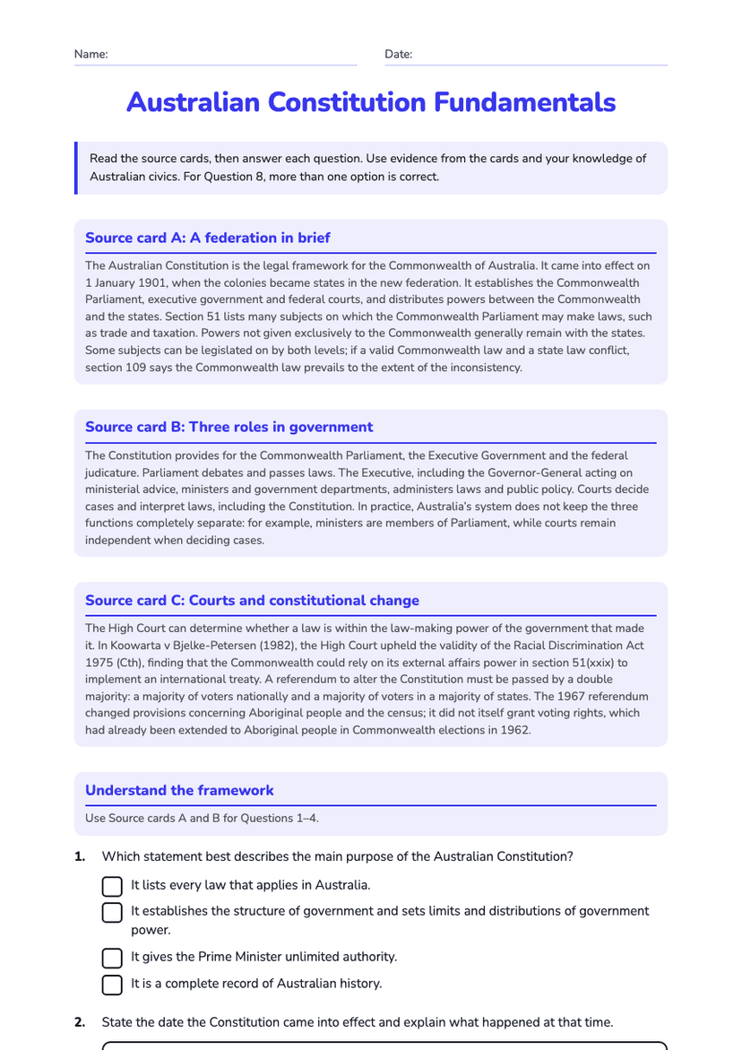 Australian Constitution Fundamentals