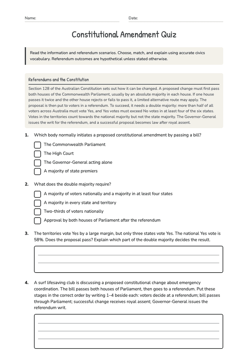 Constitutional Amendment Quiz