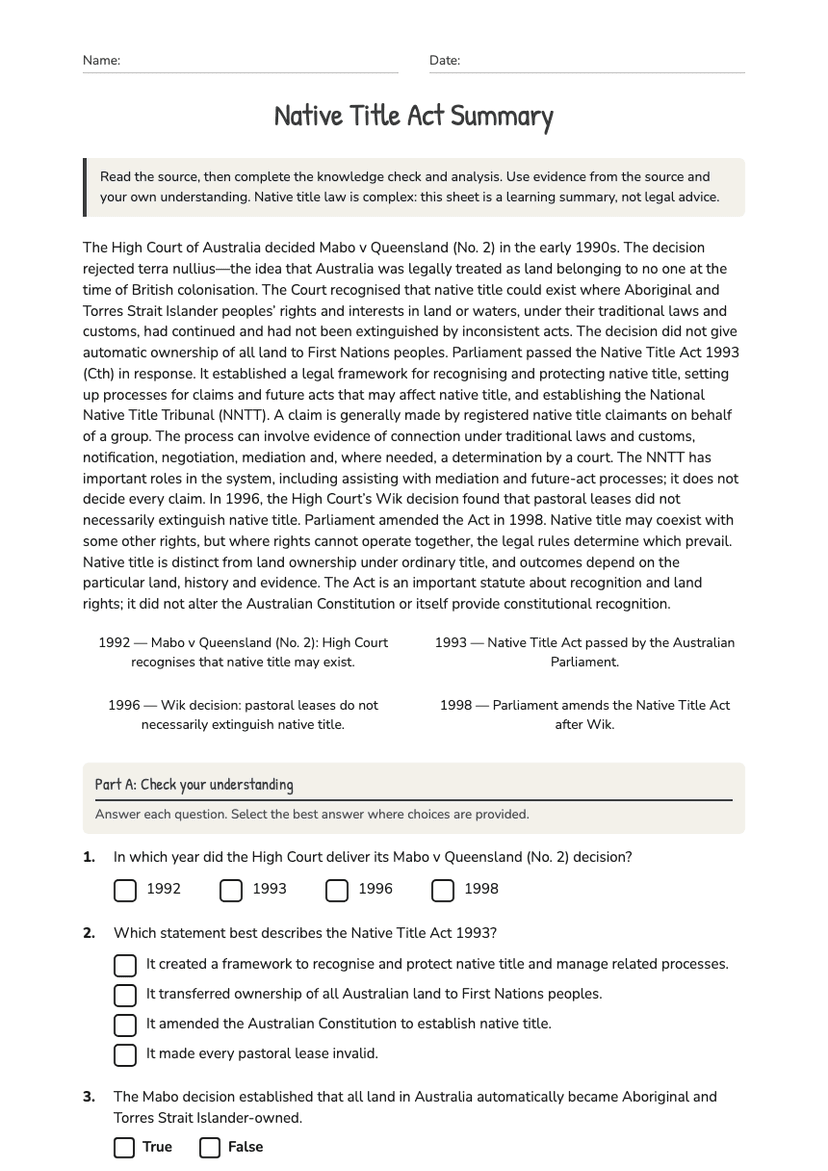 Native Title Act Summary
