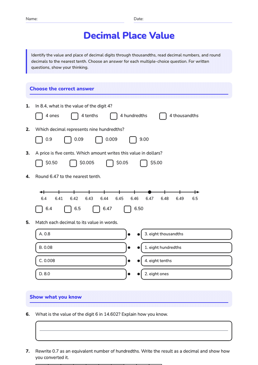 Decimal Place Value
