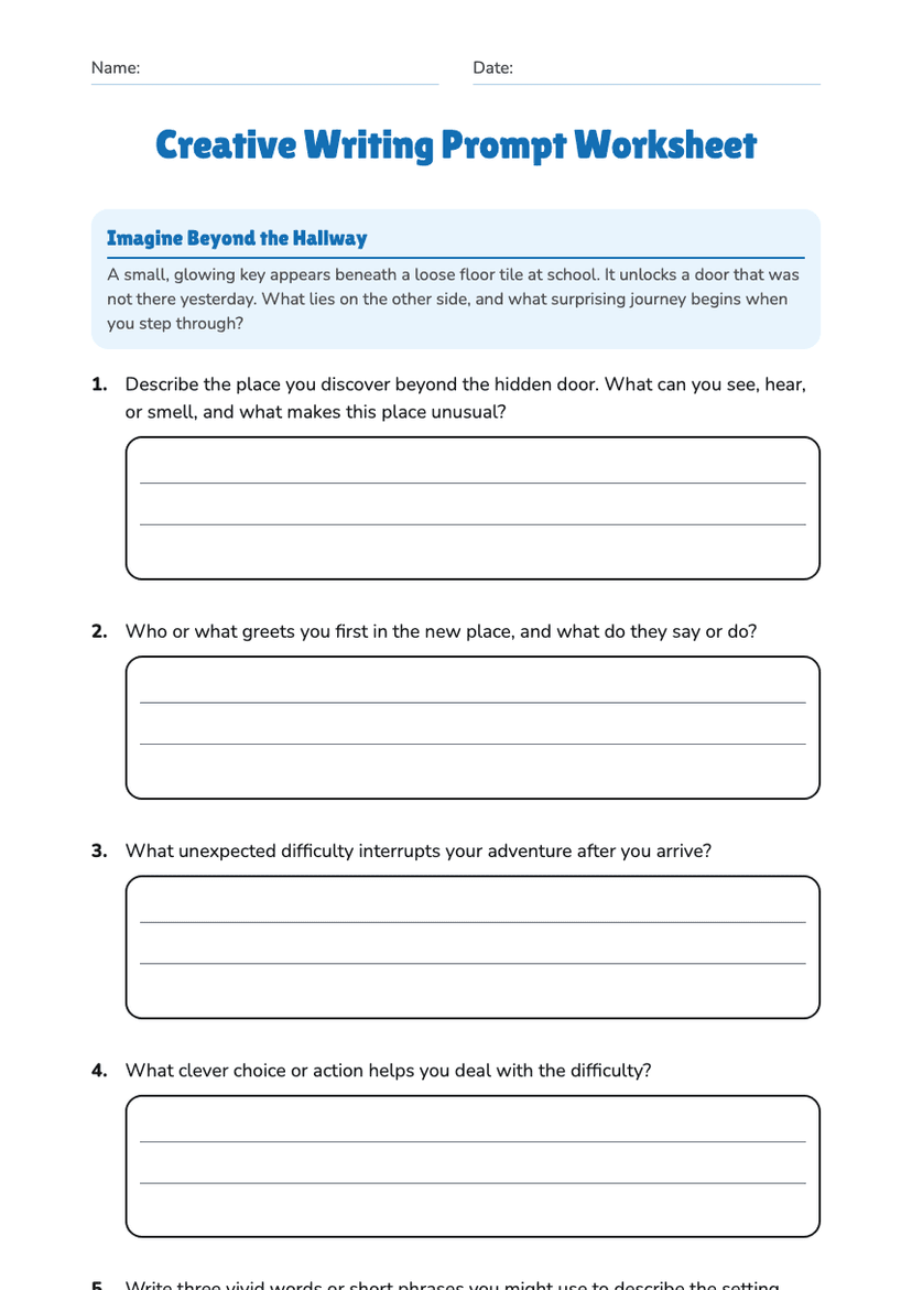 Creative Writing Prompt Worksheet