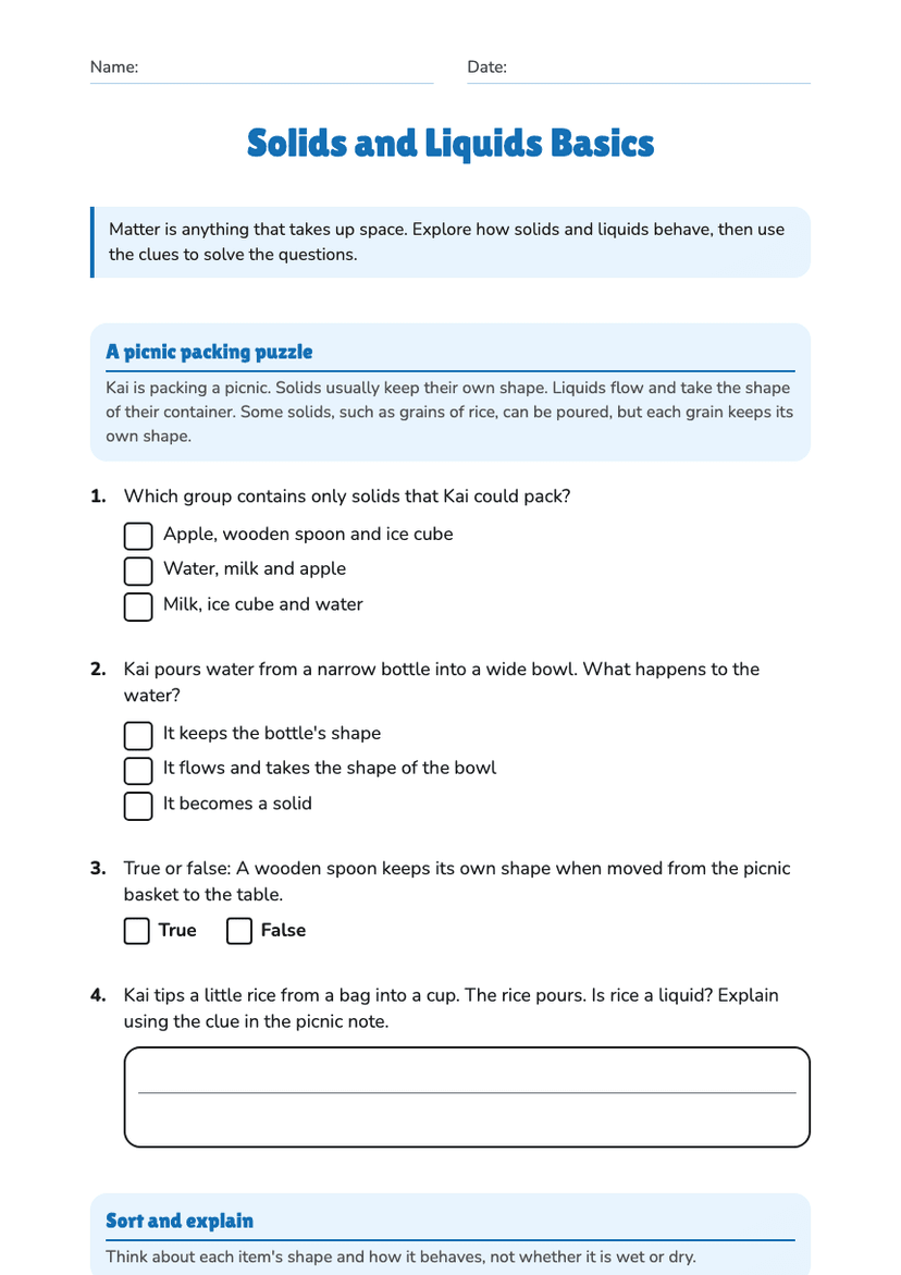 Solids and Liquids Basics