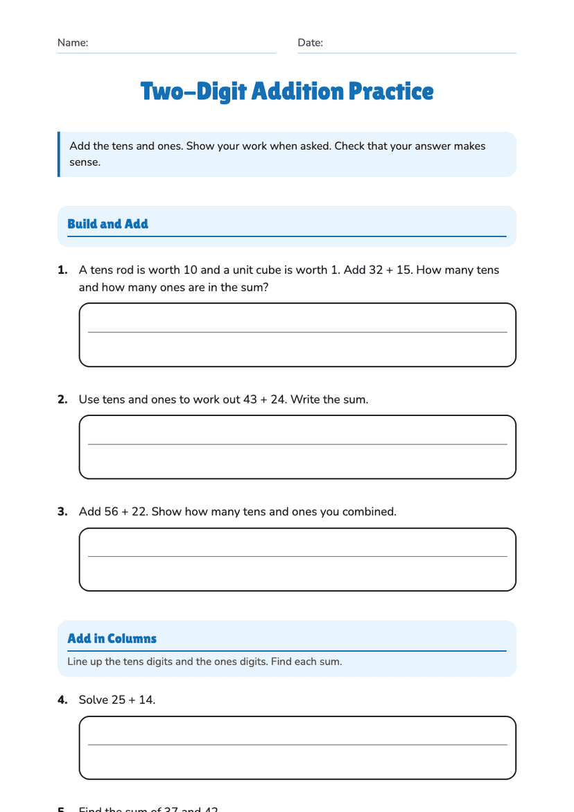 Two-Digit Addition Practice