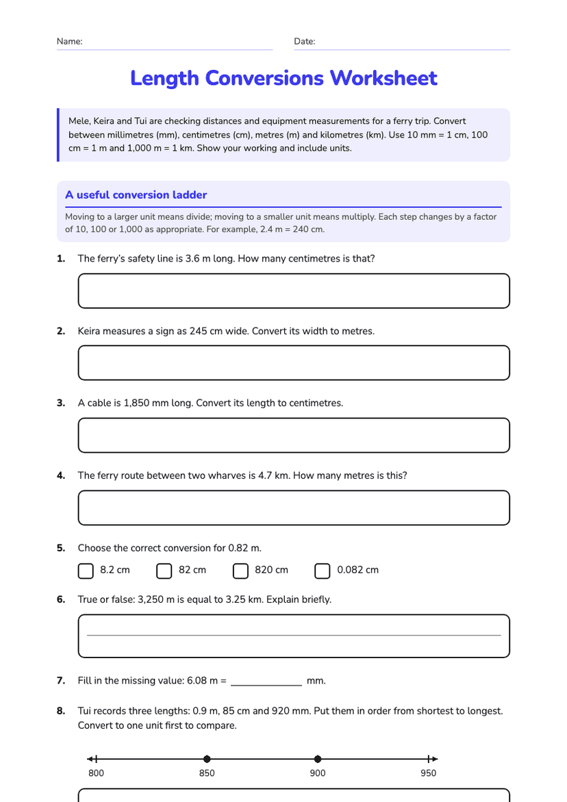 Length Conversions Worksheet