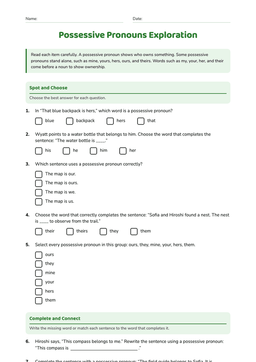Possessive Pronouns Exploration