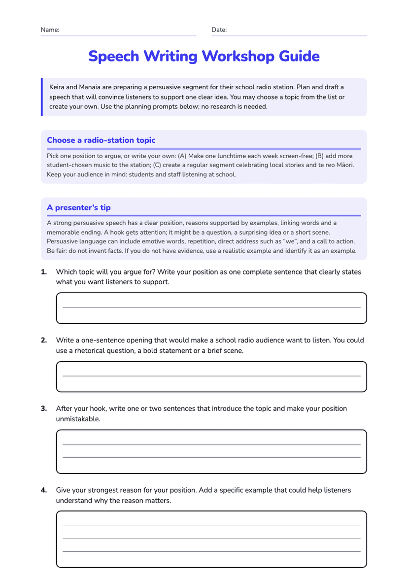 Speech Writing Workshop Guide