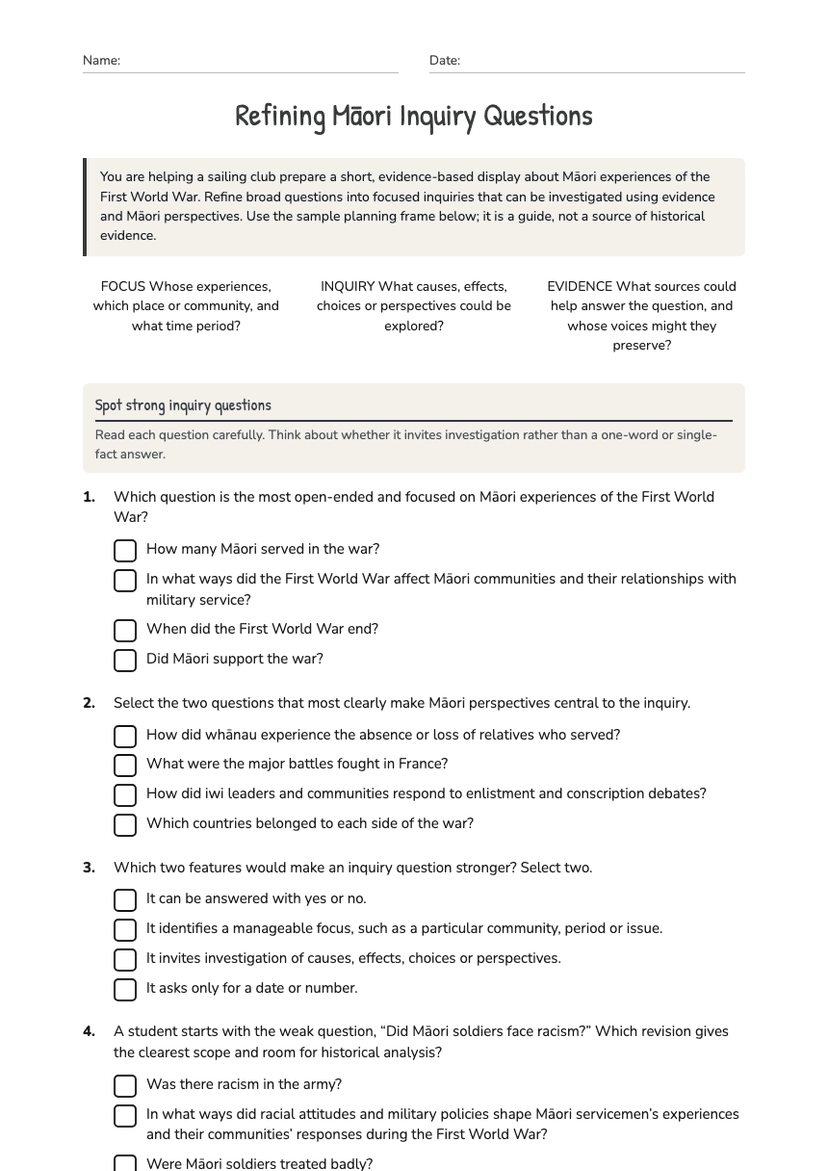 Refining Māori Inquiry Questions