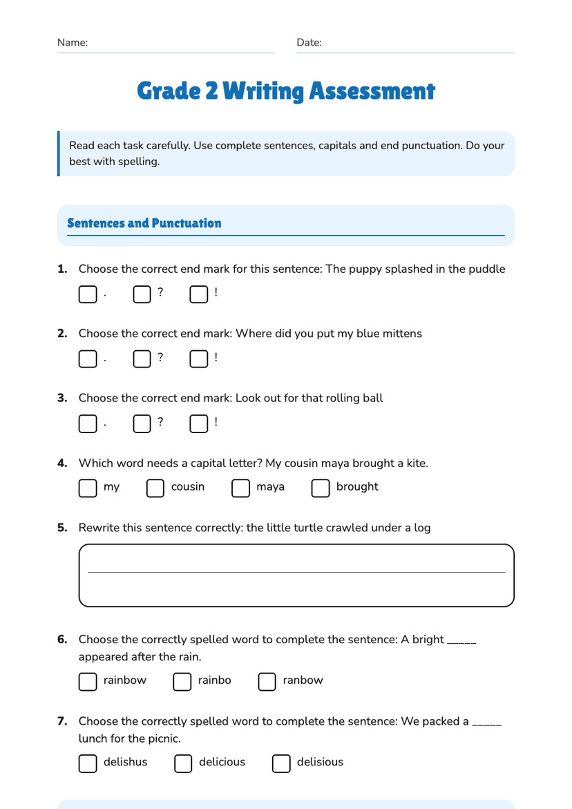 Grade 2 Writing Assessment