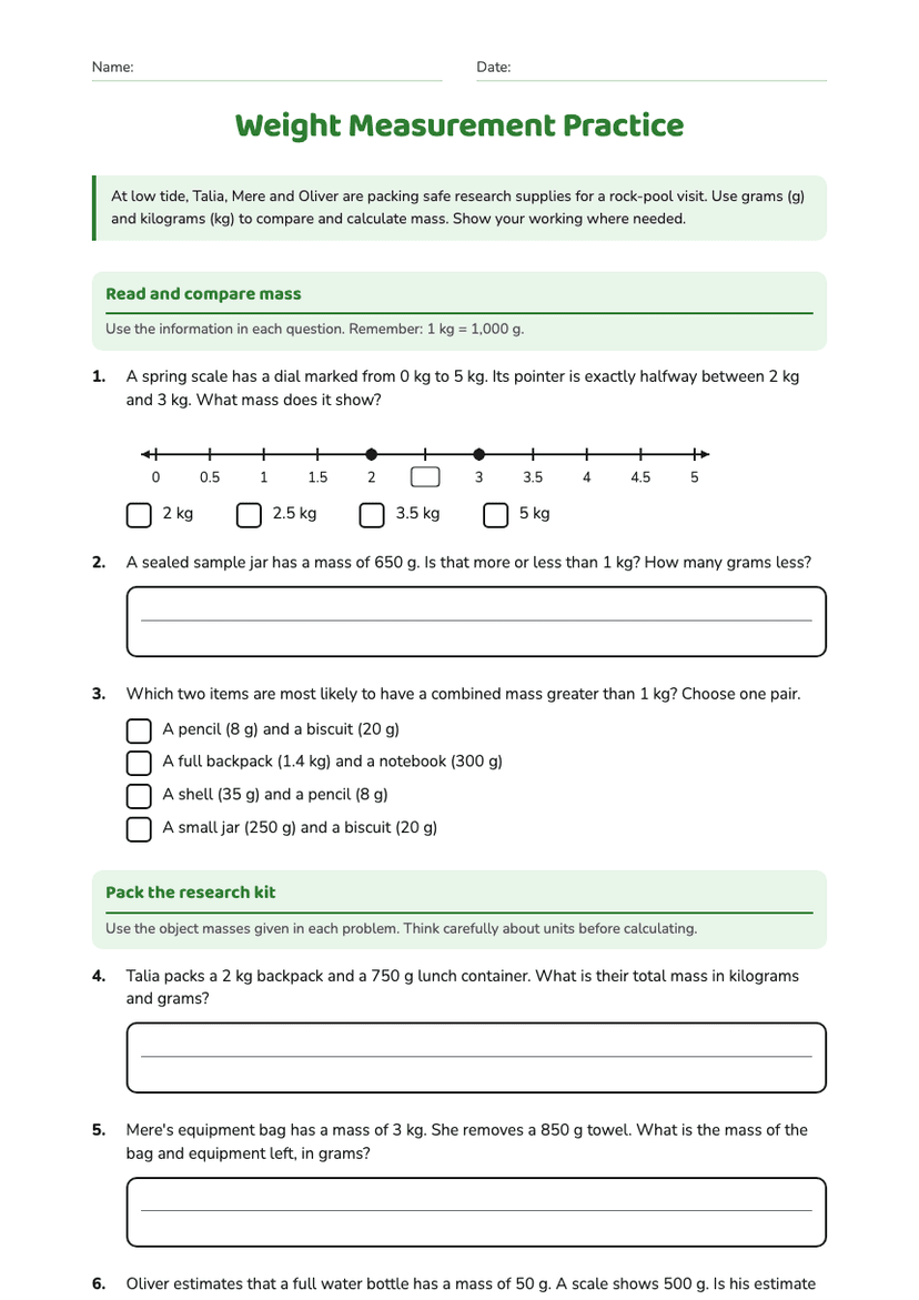 Weight Measurement Practice