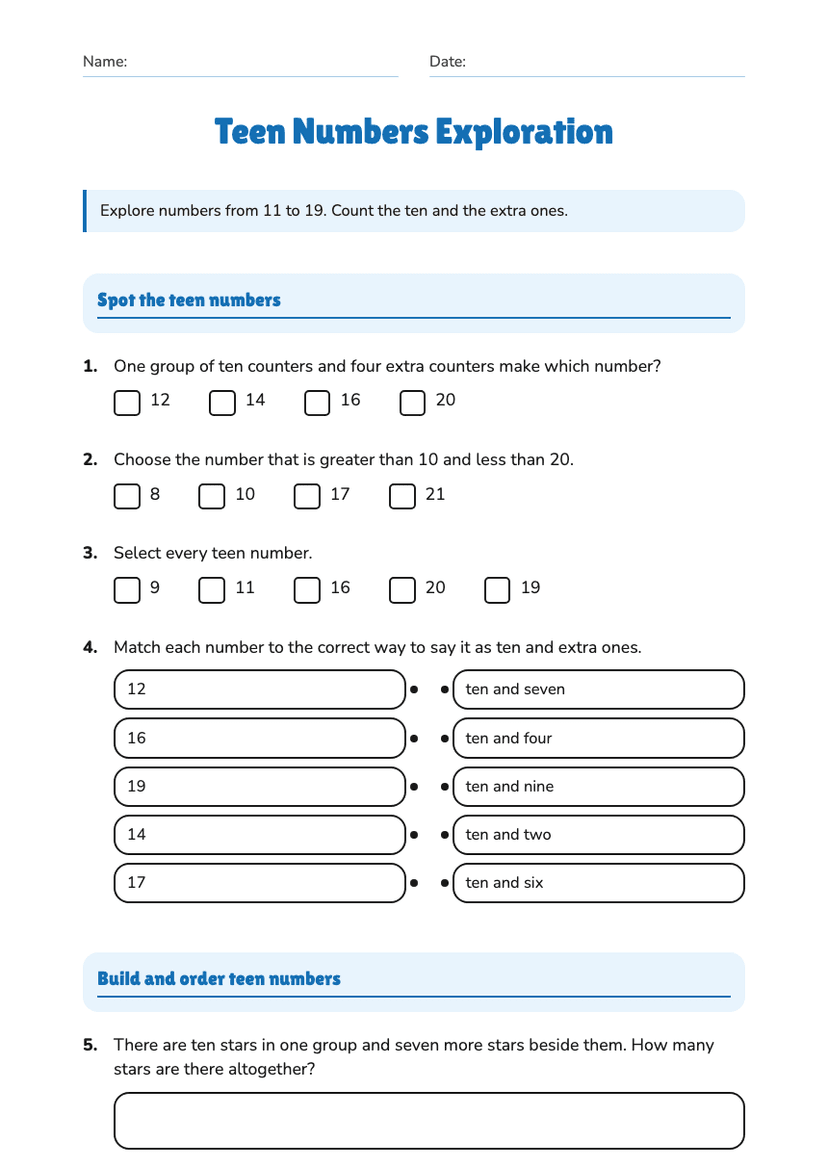 Teen Numbers Exploration