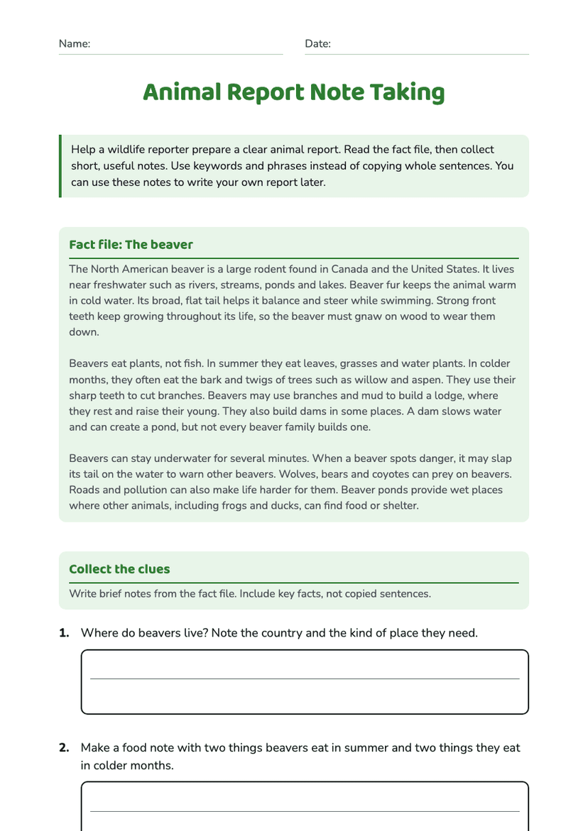 Animal Report Note Taking