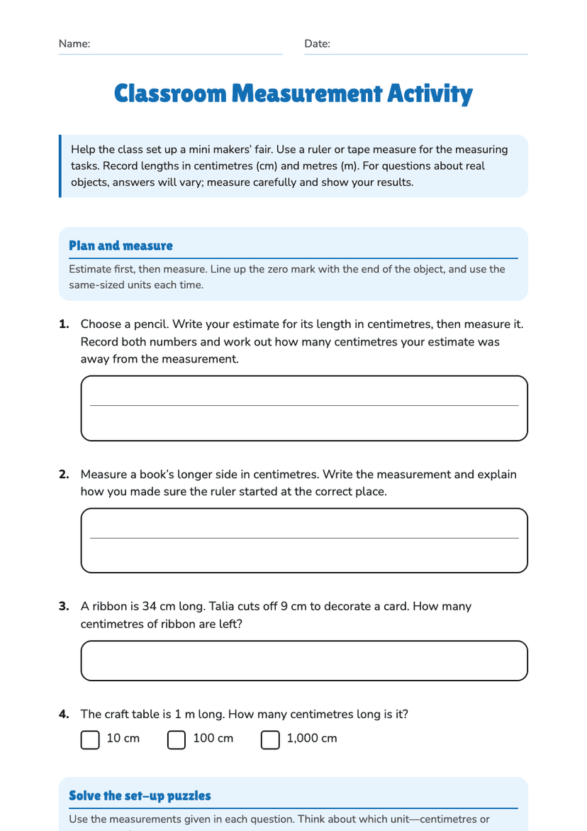 Classroom Measurement Activity
