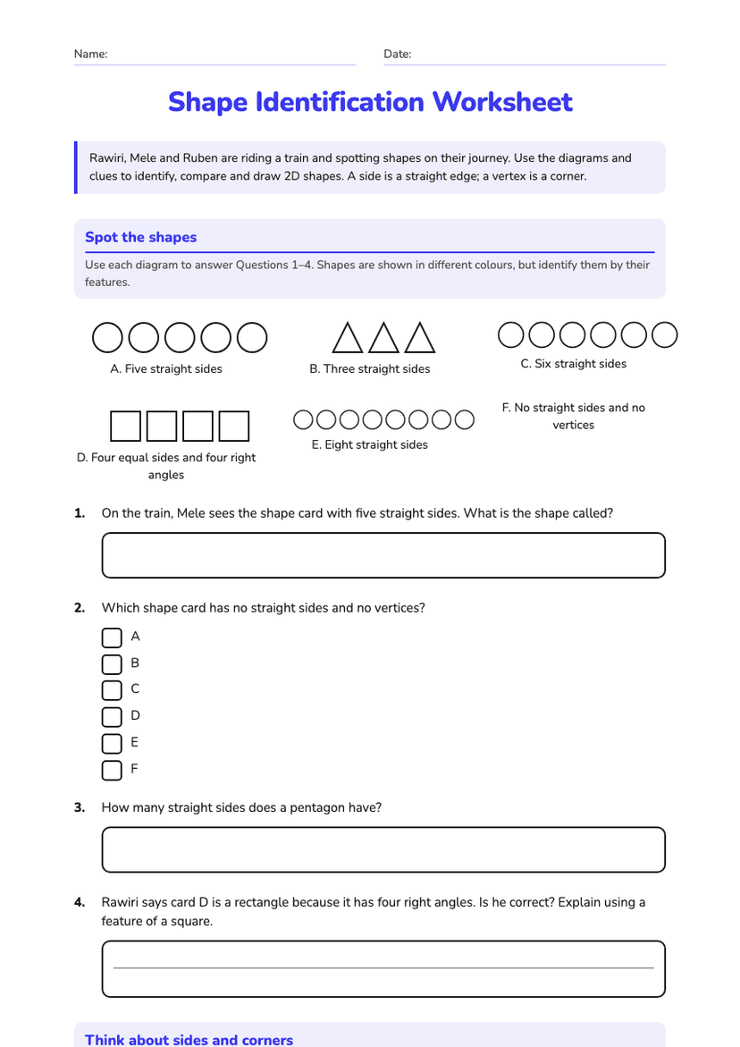 Shape Identification Worksheet