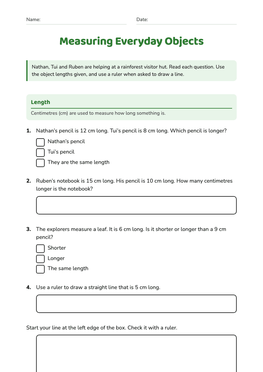 Measuring Everyday Objects worksheet preview