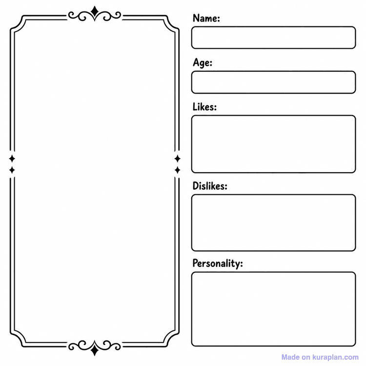 Character Profile Card Template — Free Printable Diagram for Teachers ...