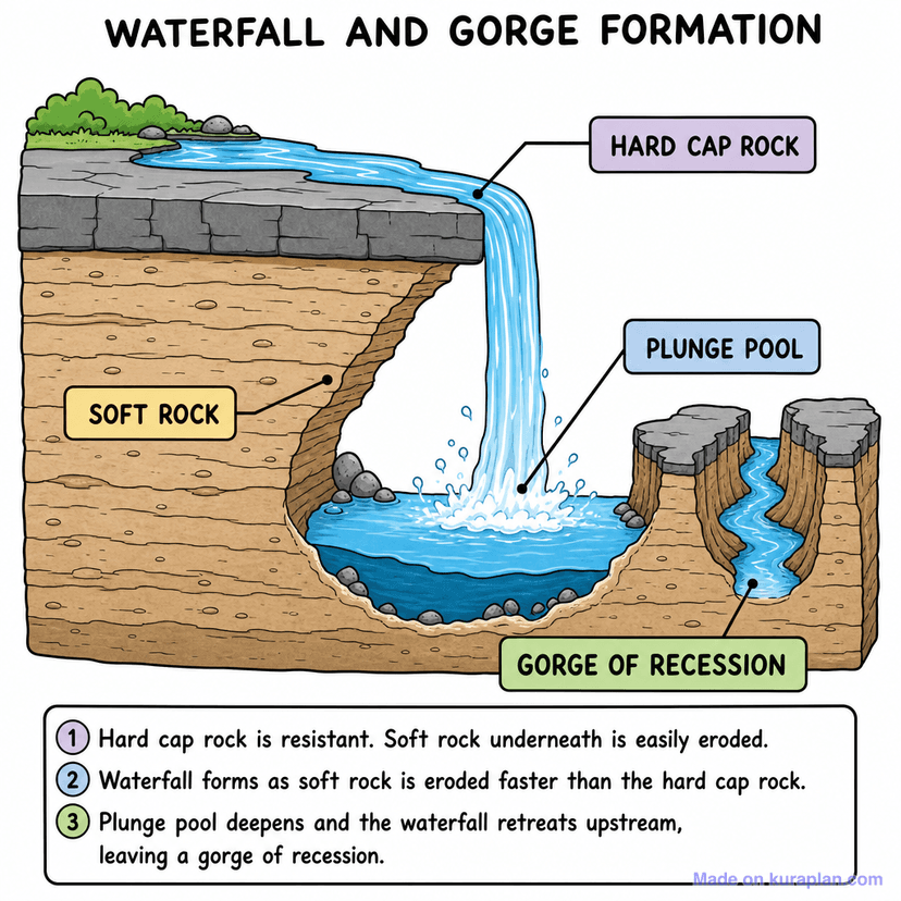 Waterfall Formation Diagram — Free Printable Diagram for Teachers ...