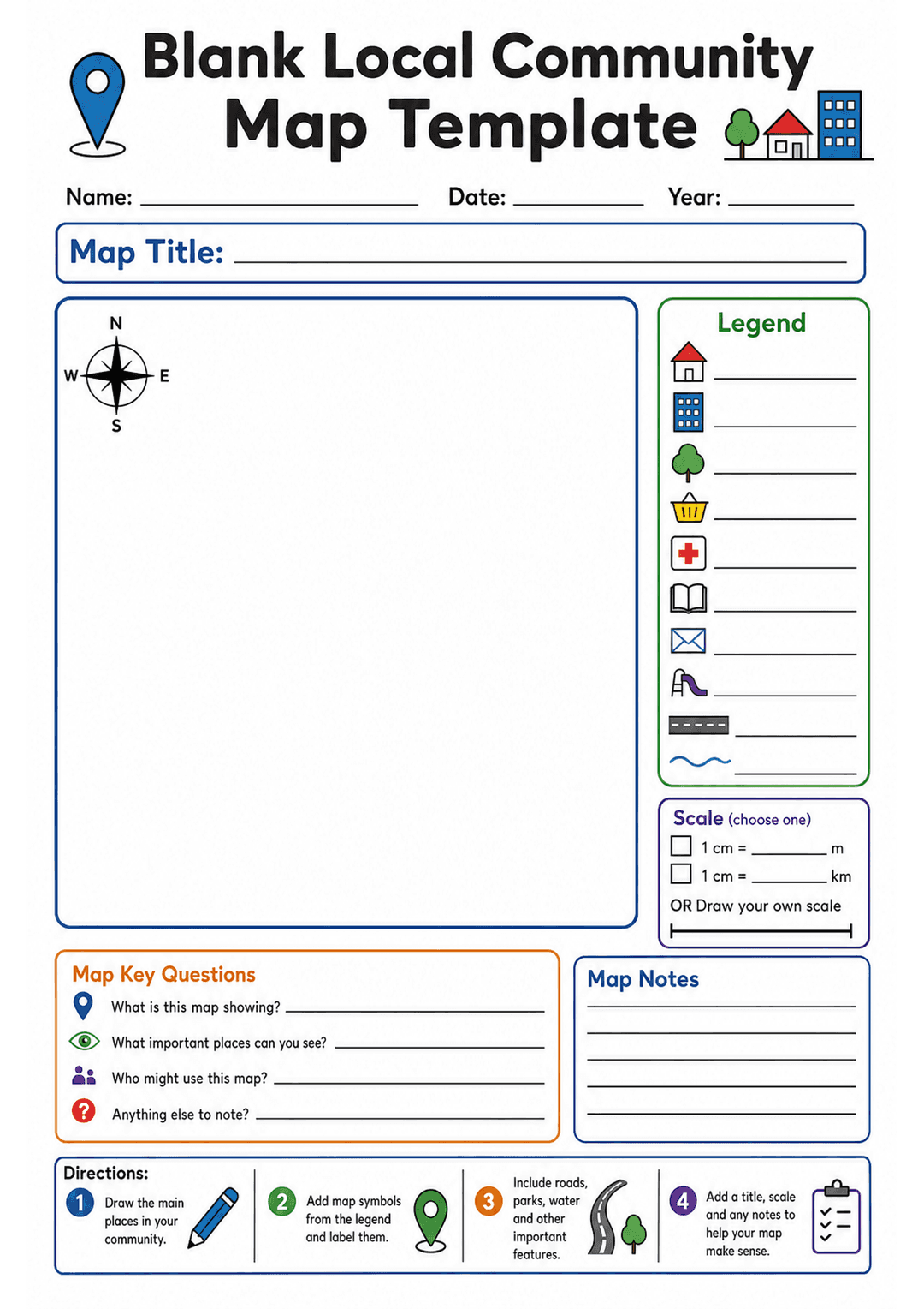 Basic Local Map Blank Local Community Map Template Printable