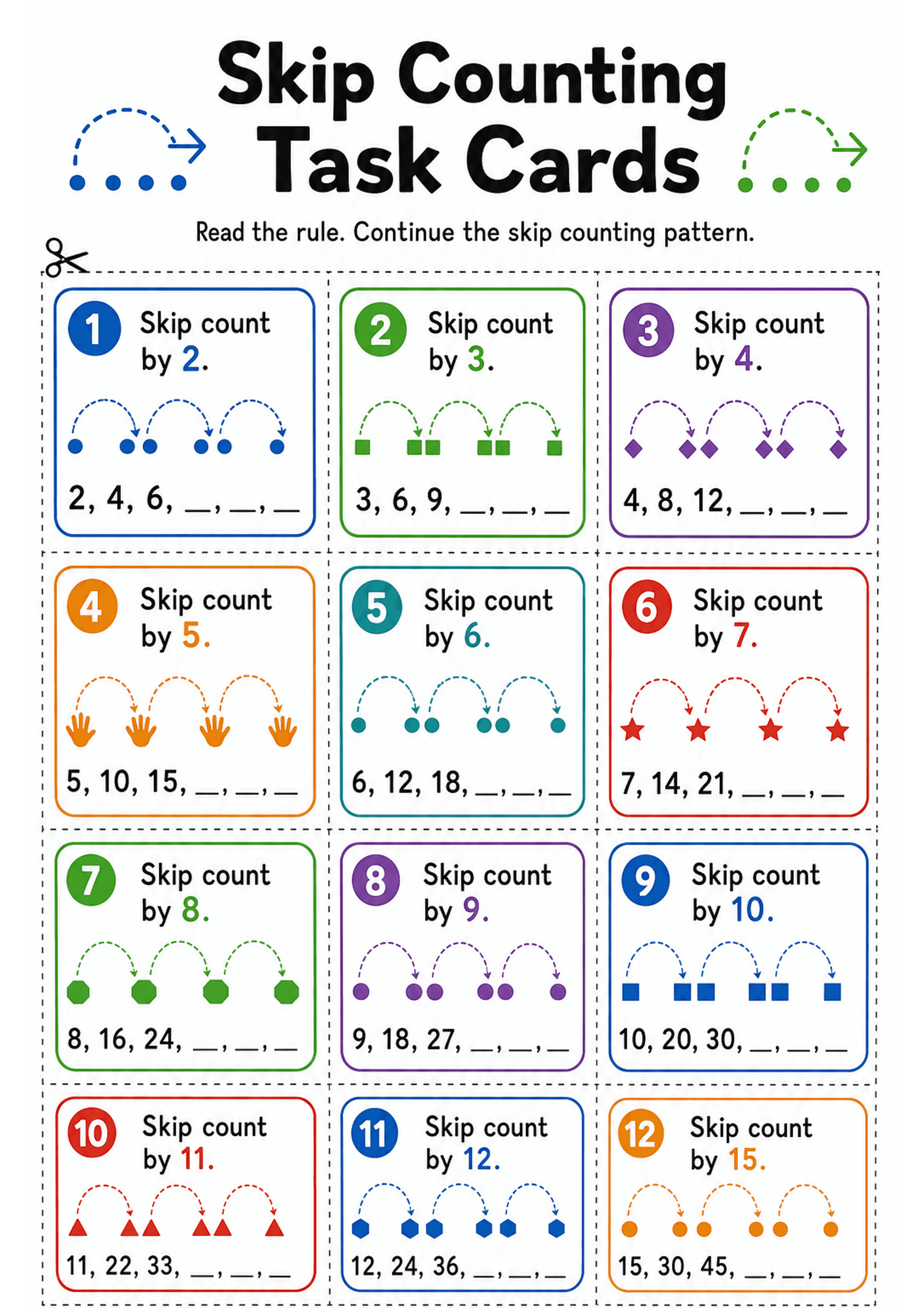 Skip Card Printable Skip Counting Task Cards Printable