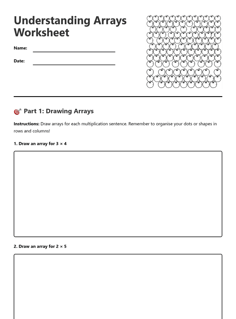 Colour The Arrays Worksheet.pdf Understanding Arrays Worksheet — Free Printable Worksheet for Maths ...