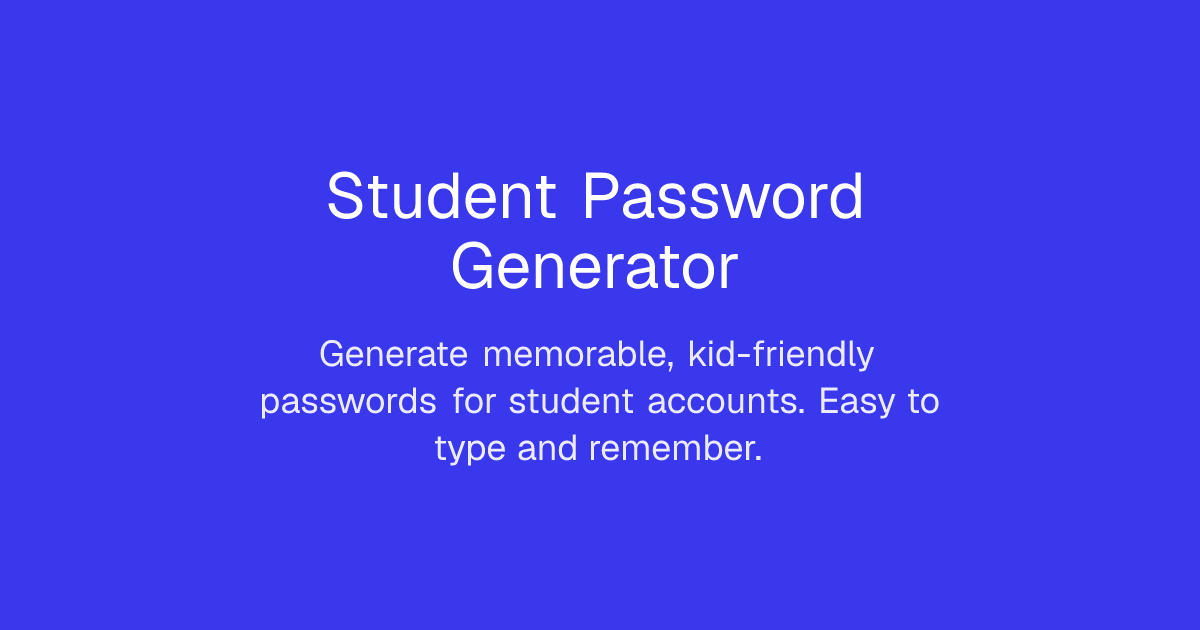 Free Student Password Generator | Kuraplan